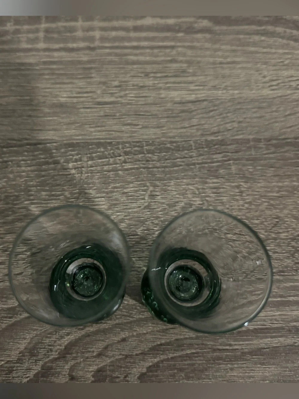 Vintage Green Bulb Base w/Bullicante Bubbles Shot Glasses Set of 2